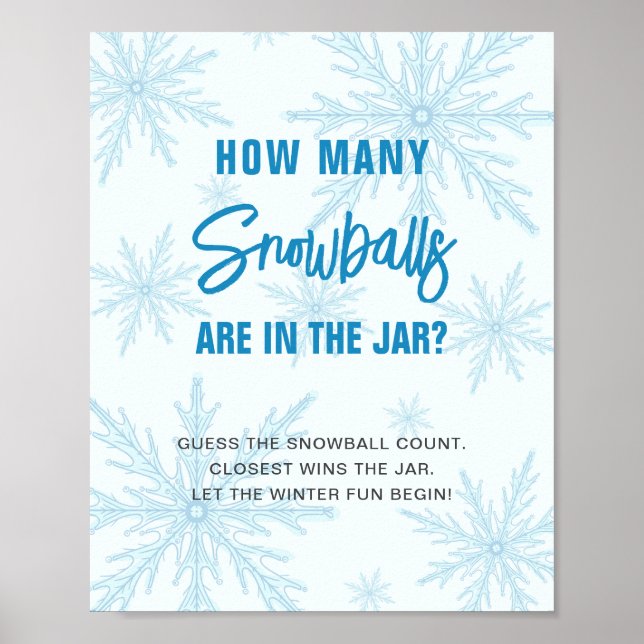 Poster Guess How Many Snowballs Winter Baby Shower (Devant)