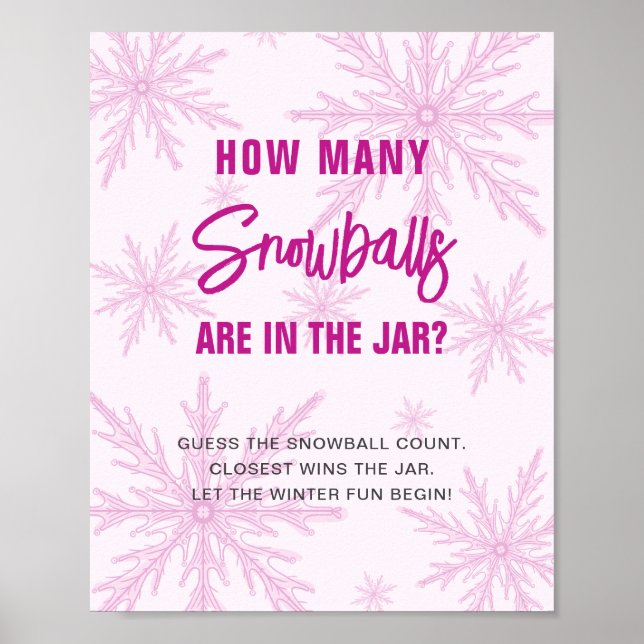 Poster Guess How Many Snowballs Winter Baby Shower (Devant)