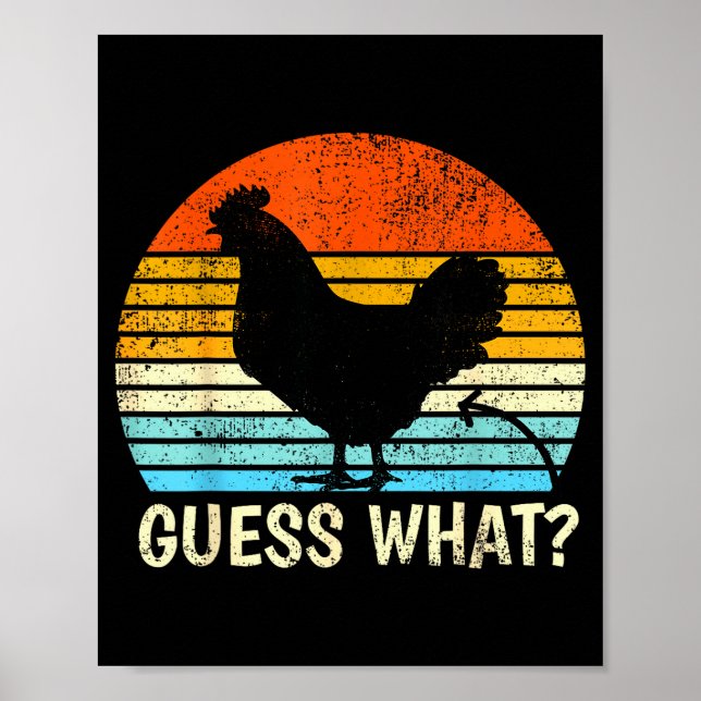 Poster Guess What_ Chicken Butt! Farm Joke Funny Chickens (Devant)