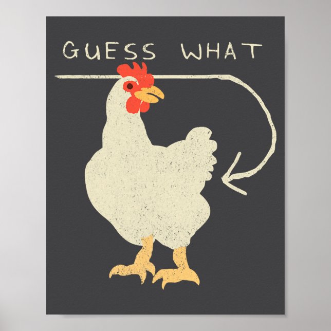 Poster Guess What Chicken Butt Funny Happy  (Devant)