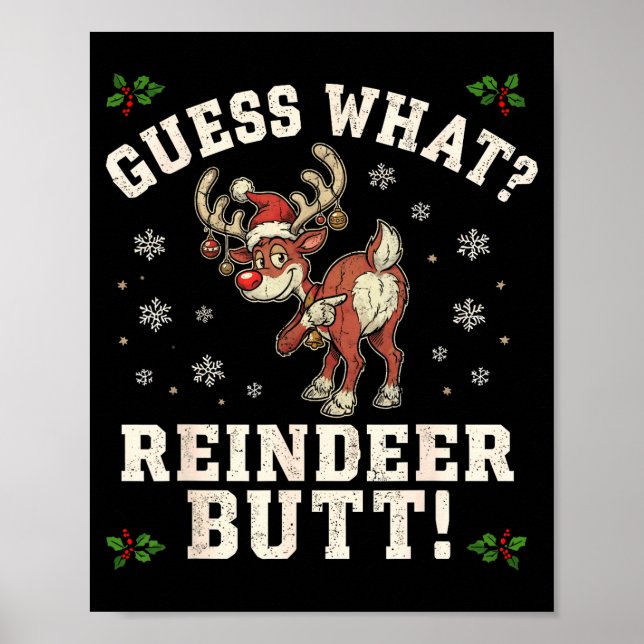 Poster Guess What Reindeer Butt Funny Christmas  (Devant)