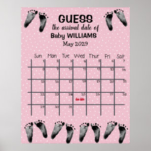 Poster Guichet Date d'échéance Calendrier avec empreintes
