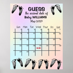 Poster Guichet Date d'échéance Calendrier avec empreintes
