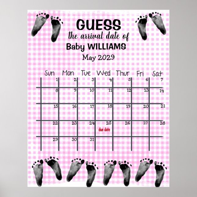 Poster Guichet Date d'échéance Calendrier avec empreintes (Devant)
