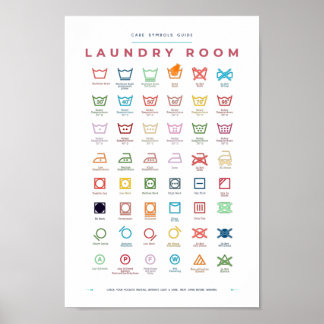 Poster Guide de la salle de lavage Symboles soins