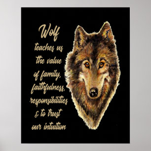 Poster Guide d'esprit animal de totem de loup pour