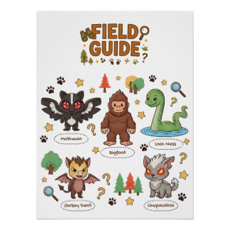 Poster Guide du champ Cryptid local | Funny Monster Hunte