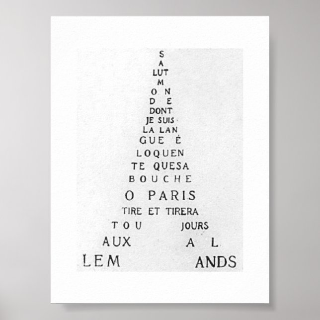Poster Guillaume Apollinaire, Eiffel Calligramme (Devant)