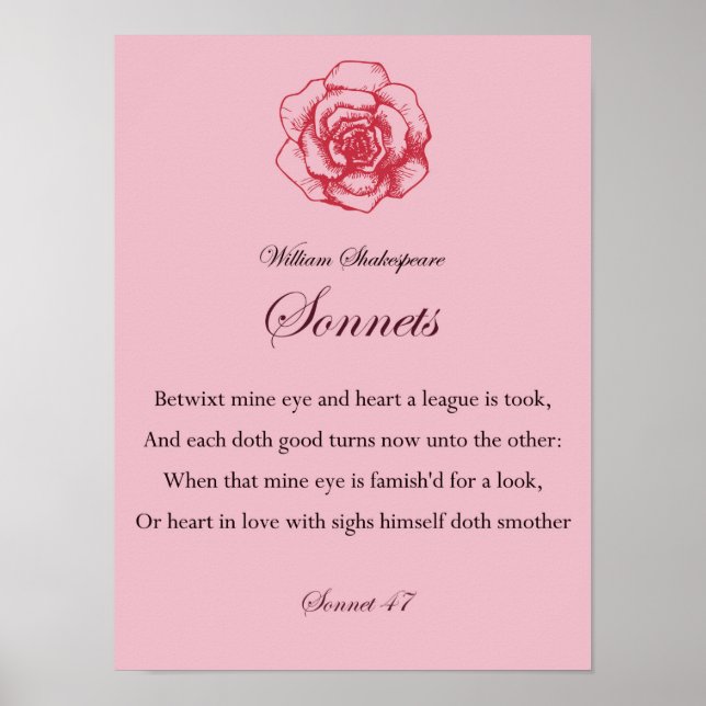 Poster Guillaume Shakespeare Sonnets (Devant)