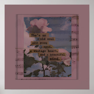 Poster Guillemets esthétiques, rose, femme vintage, roman