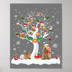 Poster Guinea Pig Christmas On Winter Tree Goat Lover Paj
