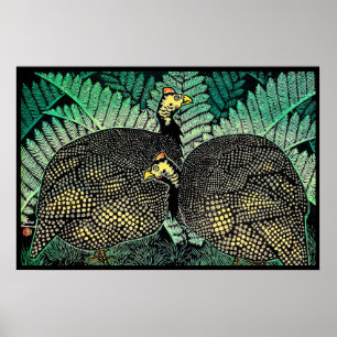 Poster Guinée Hens kasamatsu shiro feuille d'oiseau art j