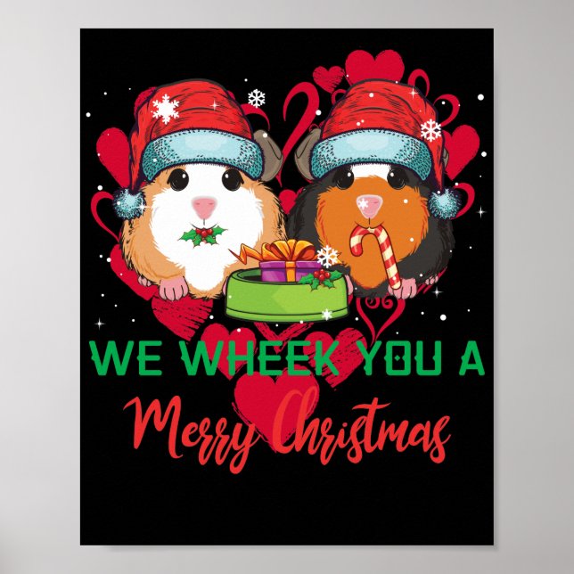 Poster Guinée Pig Wheels You A Joyeux Noël (Devant)
