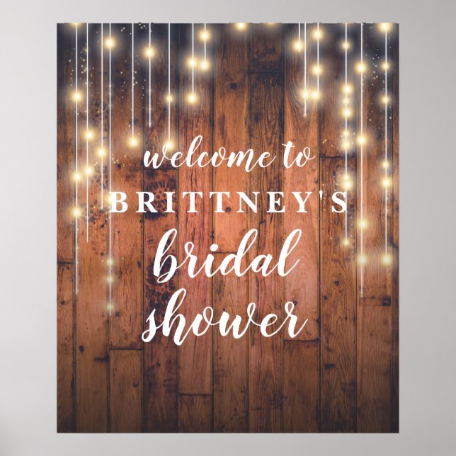 Poster Guirlande lumineuse en bois rustique pour la douch (Devant)