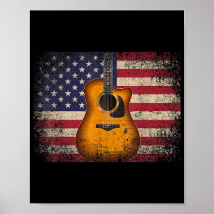 Poster Guitar 4th of July Venin American Flag USA - Count