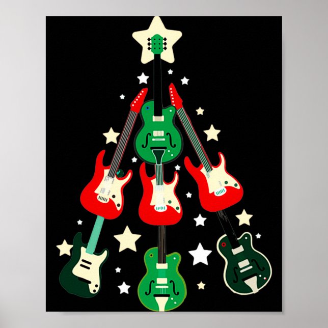 Poster Guitar Christmas T Shirt  (Devant)