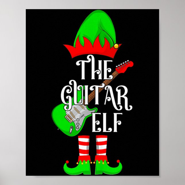 Poster Guitar Elf Christmas Pajamas Matching Family Elf S (Devant)