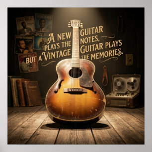 Poster Guitare à caisse creuse classique Sunburst