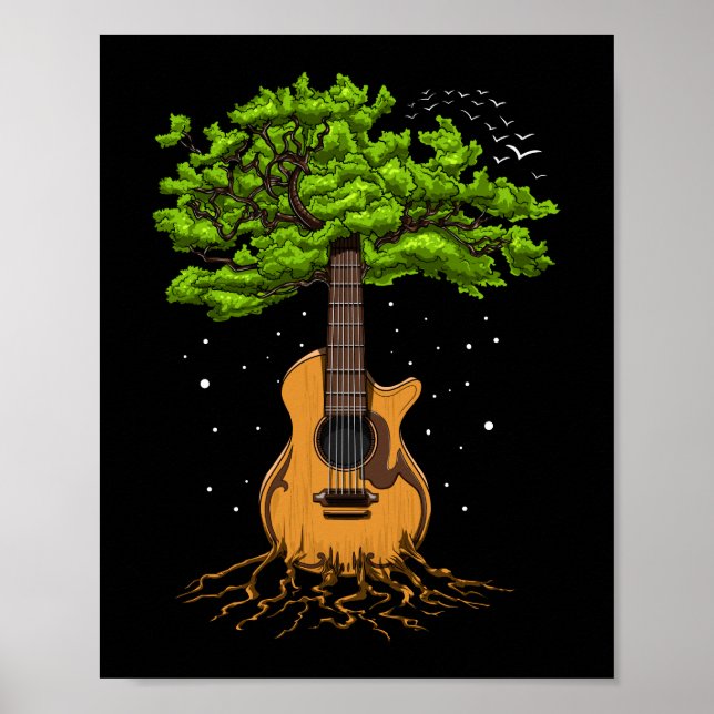 Poster Guitare Acoustique Arbre De Vie (Devant)