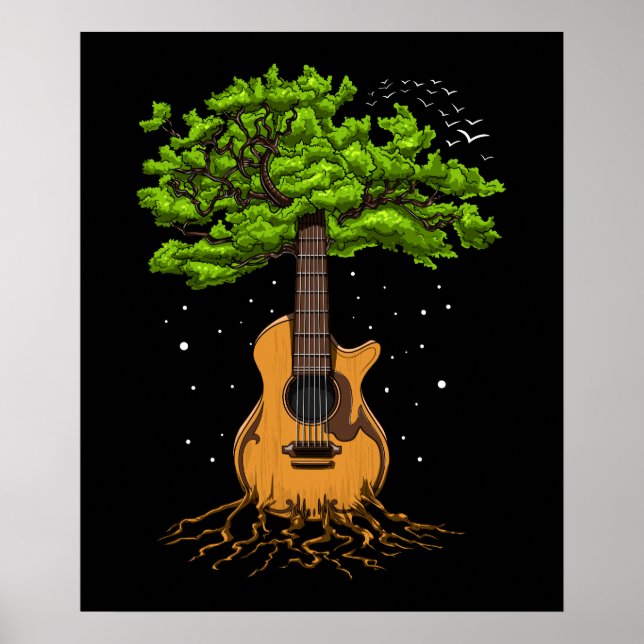 Poster Guitare Acoustique Arbre De Vie (Devant)