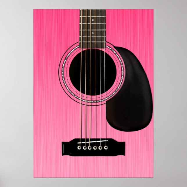 Poster Guitare acoustique rose (Devant)