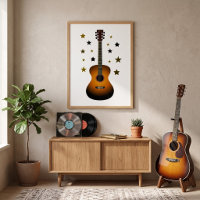 Guitare Acoustique Sunburst Or Noir Étoiles Musiqu