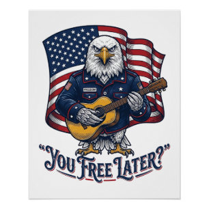 Poster Guitare Aigle Patriotique Vintage