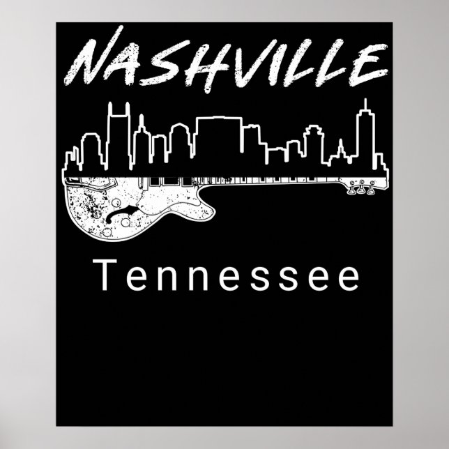 Poster Guitare Country Music Souvenir Cadeau Nashville (Devant)