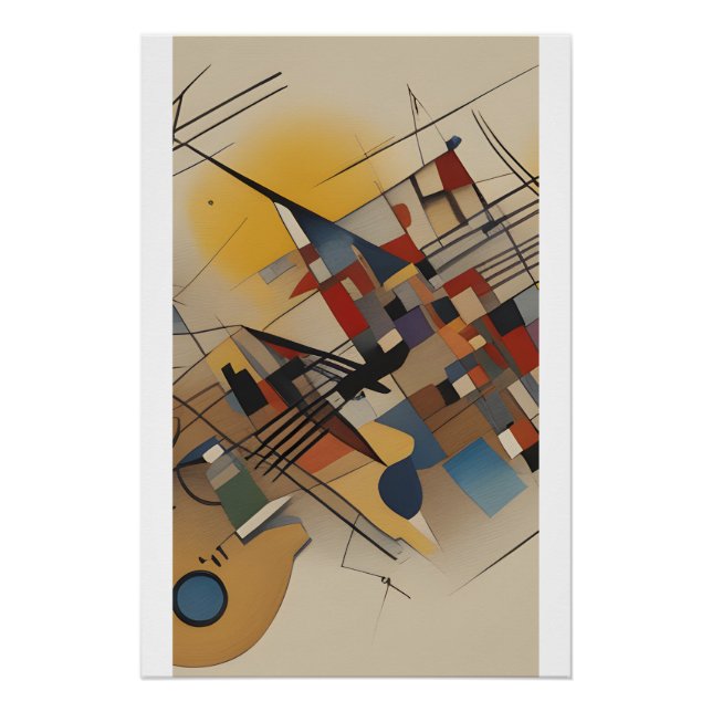 Poster Guitare de peinture Abstraite et instruments de mu (Devant)