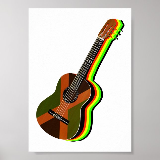 Poster Guitare de reggae rastafarienne Jamaïque (Devant)