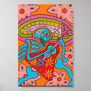 Poster Guitare électrique de roche de sang