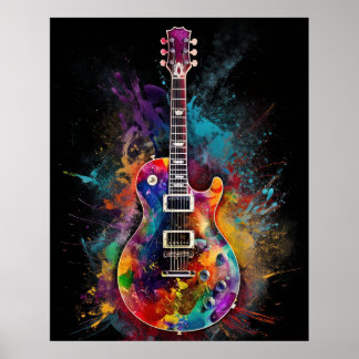 Poster Guitare électrique éclatante de couleur