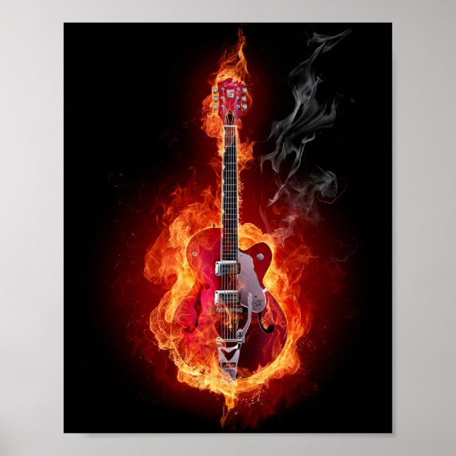 Poster Guitare flamboyante (Devant)