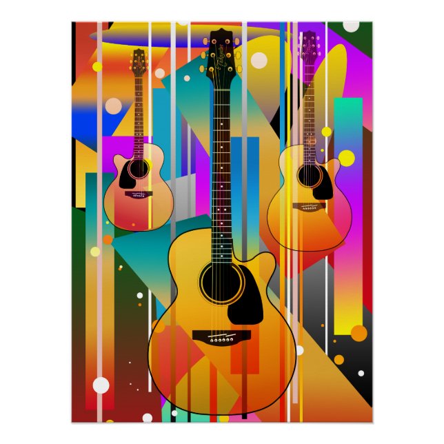 Poster Guitare géométrique contemporaine moderne (Devant)