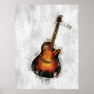 Poster Guitare impressionniste