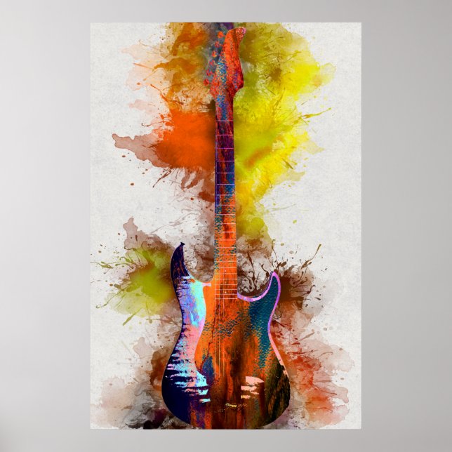 Poster Guitare multicolore (Devant)