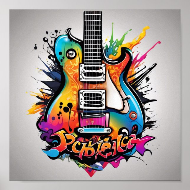 Poster Guitare psychédélique (Devant)