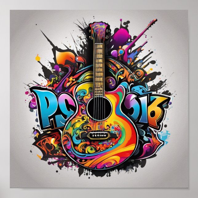 Poster Guitare psychédélique (Devant)