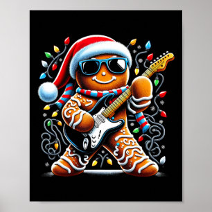 Poster Guitare Rock Pain d'épice Jouant de la Guitare -dr