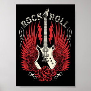 Poster Guitare Rock & Roll Roses