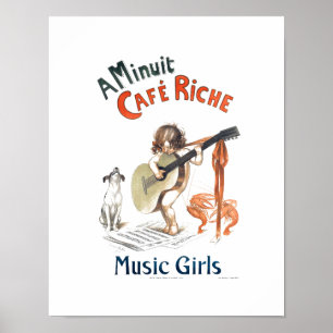 Poster Guitare vintage Art Drôle Musique Café Et Homard