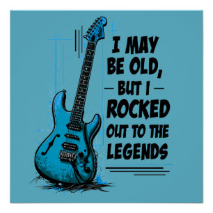 Poster Guitare vintage Retro Rock Legend Musique nostalgi