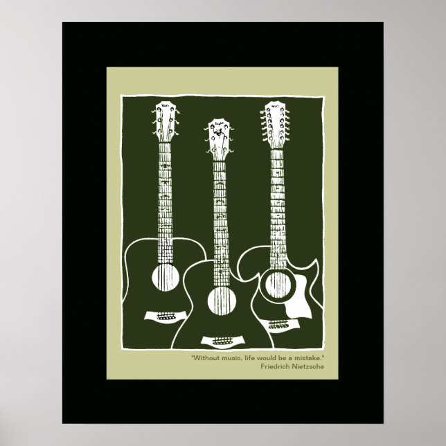 Poster guitares acoustiques imprimées (Devant)