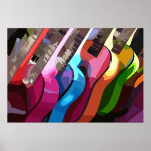 Poster Guitares de musique colorée