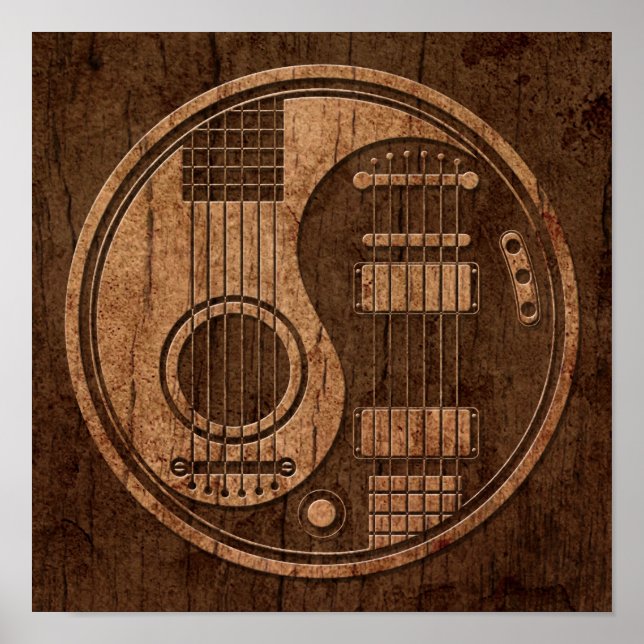 Poster Guitares électriques acoustiques Yin Yang Wood Eff (Devant)