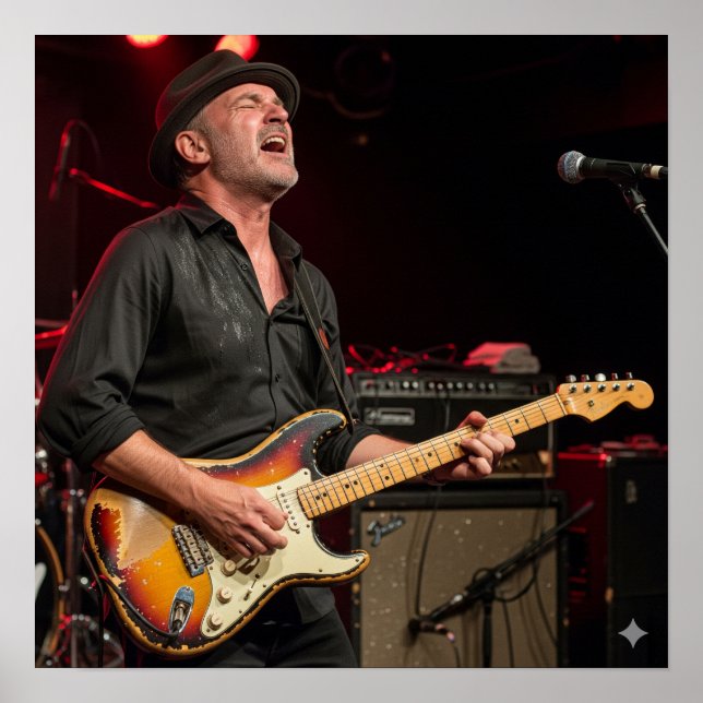 Poster Guitariste blues (Devant)