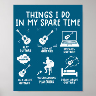 Poster Guitariste Drôle Joueur de Guitare 6 Choses