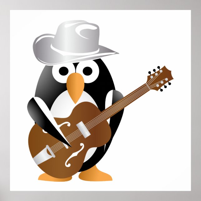 Poster Guitariste pingouin (Devant)