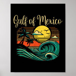 Poster Gulf Mexico Beach Vagues Surf Vintage Femmes tropi