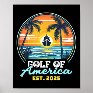 Poster Gulf Of Usa America Shirt Est 2025 Retro Vintage B